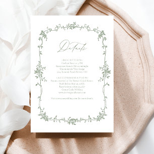 Victorian Blommigt Sage Grönt Photo Fransk Bröllop Tilläggskort