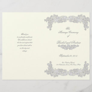 Victorian Blommigt Silver Grått-Bröllopsprogram