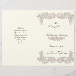 Victorian Blommigt Snöre White Bröllopsprogram