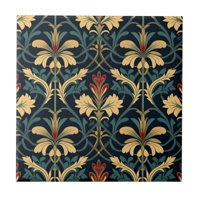 Victorian Blommönster Kakelplatta (Framsidan)