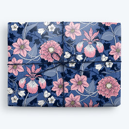 Victorian Blue and Rosa Blommigt Presentpapper