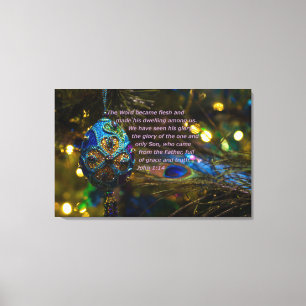 Victorian Blue Bible Verse Canvastryck
