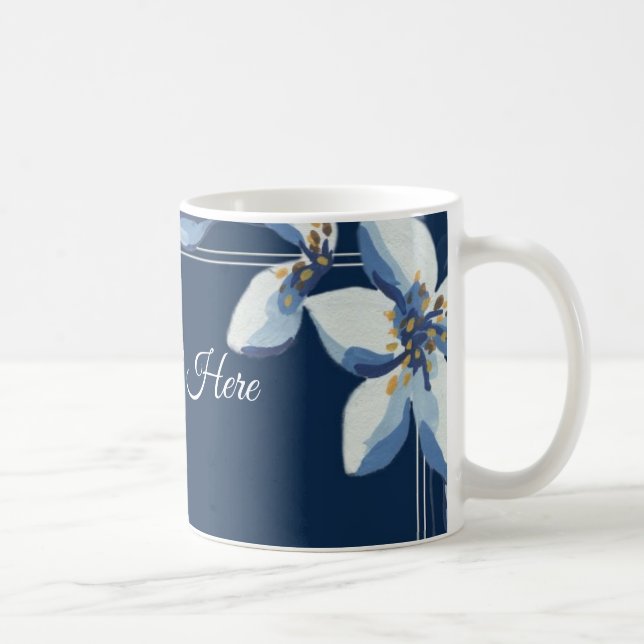 Victorian Blue Blommigt Dusty Blue Bröllop Kaffemugg (Höger)