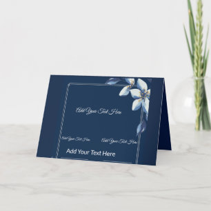 Victorian Blue Blommigt Dusty Blue Bröllop Tack Kort