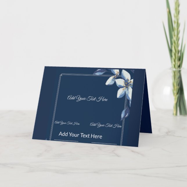 Victorian Blue Blommigt Dusty Blue Bröllop Tack Kort (Framsida)