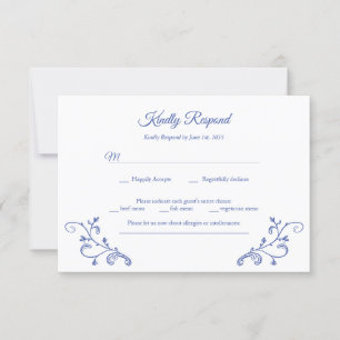 Victorian Blue Bröllop OSA Card Inbjudningar