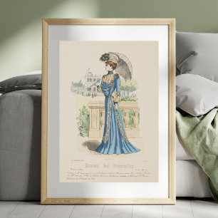 Victorian Blue Dress 1900 Paris Mode Vintage annon Poster