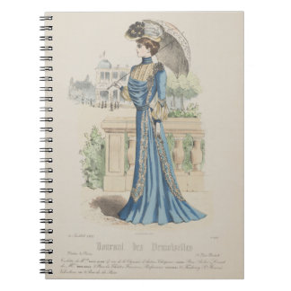 Victorian Blue Dress Paris Fransk Vintage annons Anteckningsbok