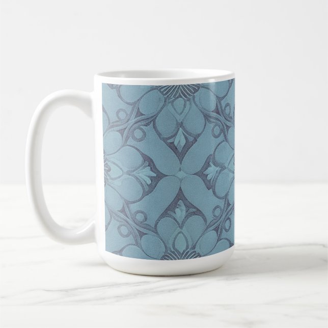 Victorian Blue Flower Lattice Design Stil Kaffemugg (Vänster)