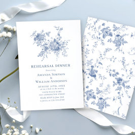 Victorian Blue Fransk Garden Rehearsal Dinner Inbjudningar