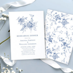 Victorian Blue Fransk Garden Rehearsal Dinner Inbjudningar