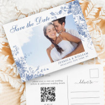 Victorian Blue Fransk Garden Wedding Spara datum
