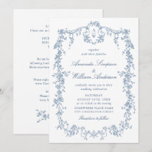 Victorian Blue Fransk Ornate Bröllop all i ett