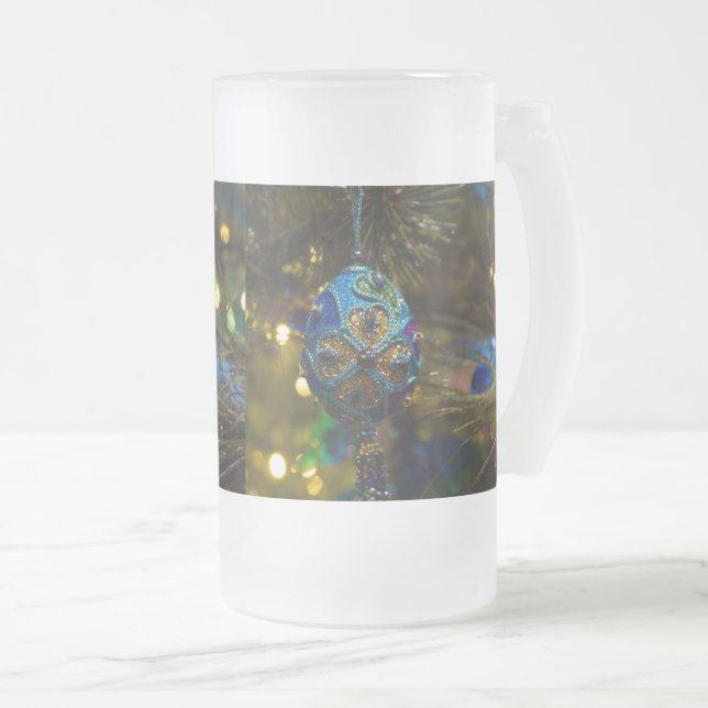 Victorian Blue Frosted Glass Beer Mugg (Framsida höger)