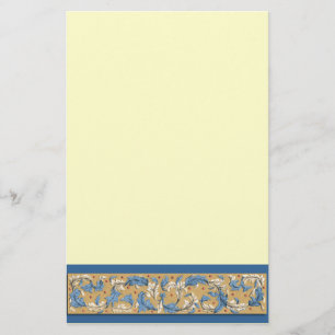 Victorian Blue och Ivory Mönster Stationery Brevpapper