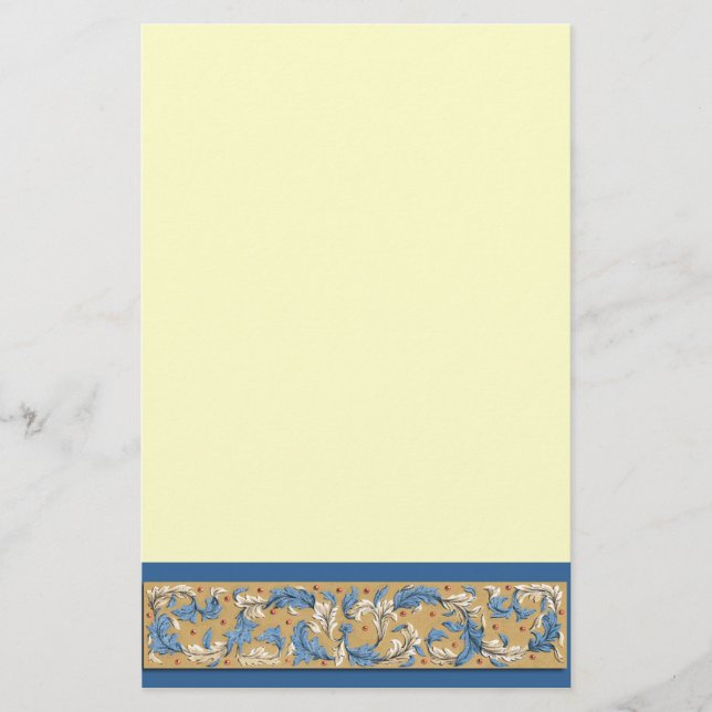 Victorian Blue och Ivory Mönster Stationery Brevpapper (Framsida)