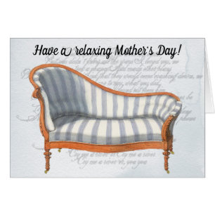 Victorian Blue Rand Chaise Lounge Hälsningskort