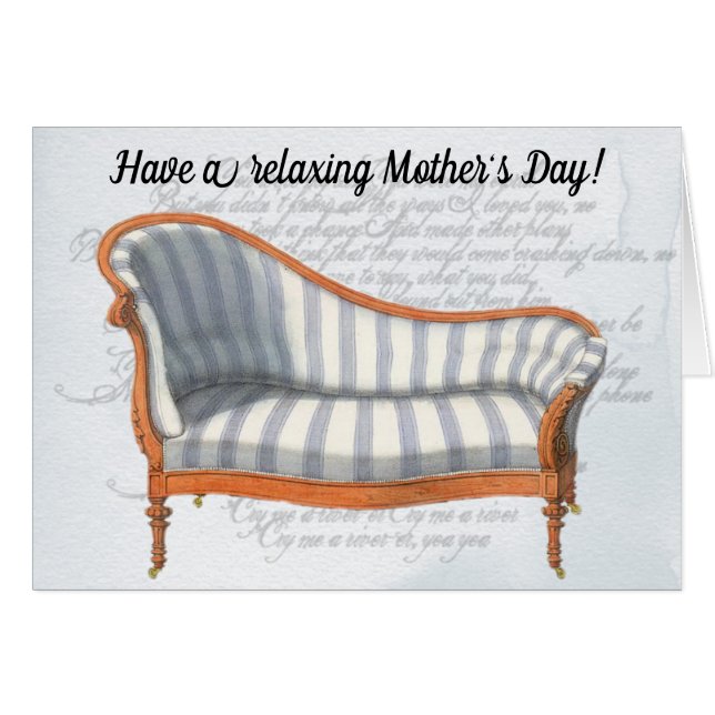 Victorian Blue Rand Chaise Lounge Hälsningskort (Framsidan Horizontal)