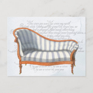 Victorian Blue Rand Chaise Lounge Inbjudan Vykort
