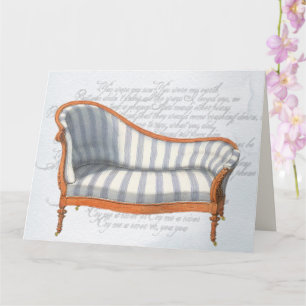 Victorian Blue Rand Chaise Lounge Kort