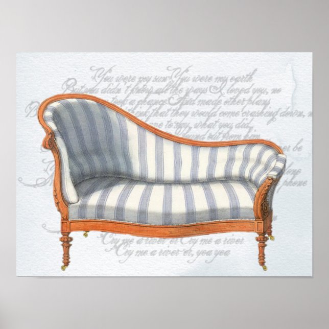 Victorian Blue Rand Chaise Lounge Poster (Framsidan)