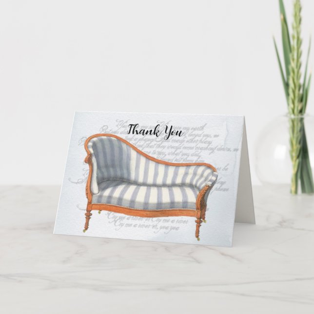 Victorian Blue Rand Chaise Lounge Tack Kort (Framsida)