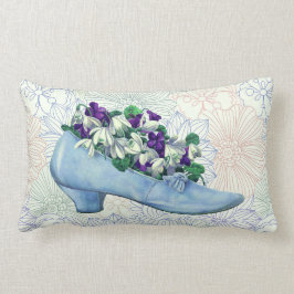Victorian Blue Shoe-Blommigt Lumbarkudde