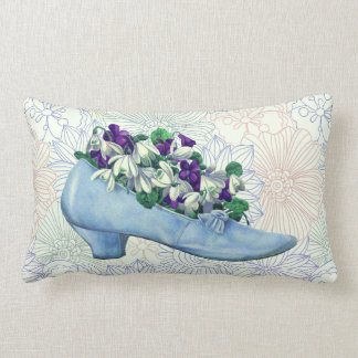 Victorian Blue Shoe-Blommigt Lumbarkudde