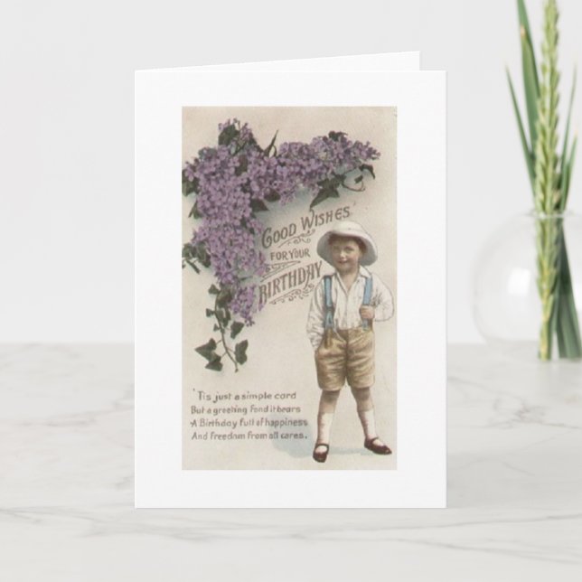 Victorian Boy Birthday Card Kort (Framsida)