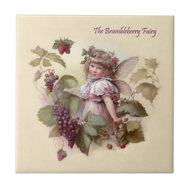 Victorian "Bramble Berry Fairy" i en lädergarden Kakelplatta (Framsidan)