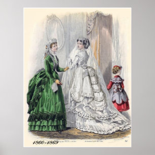 Victorian Bride Illistration Mode Poster Skriv ut