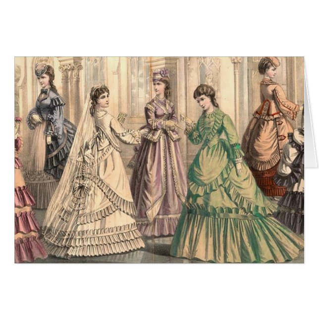 Victorian Bride och Attendants Hälsningskort (Framsidan Horizontal)