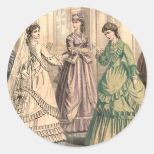 Victorian Bride och Attendants Runt Klistermärke
