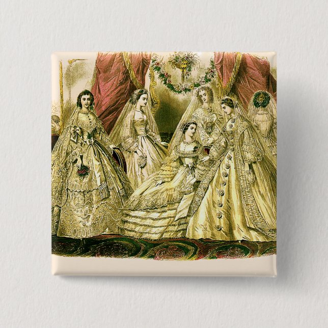 Victorian Bröllop Art Print Mode Dress Knapp (Framsida)