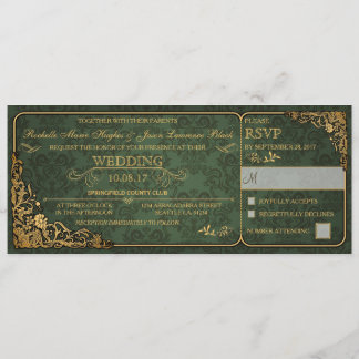 Victorian Bröllop Biljett bjudande med OSA Inbjudningar