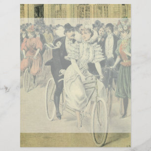 Victorian Bröllop Bride och Groom Newlyed Bicycle
