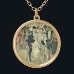 Victorian Bröllop Bride och Groom Newlyed Bicycle Guldpläterat Halsband<br><div class="desc">Vintage illustration av bilden av kärlek och romantik Victorian bröllop,  med en brud i hennes bröllop-grav och slöja och groomen i hans tuxedo. En romantisk design med make och hustru nylyweds som kör en antika tandemcykel efter deras ceremoni i bröllop,  omgiven av gäster och medlemmar av bröllopsfesten.</div>