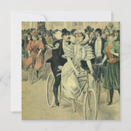 Victorian Bröllop Bride och Groom Newlyed Bicycle Inbjudningar
