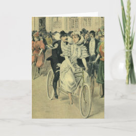 Victorian Bröllop Bride och Groom Newlyed Bicycle Kort
