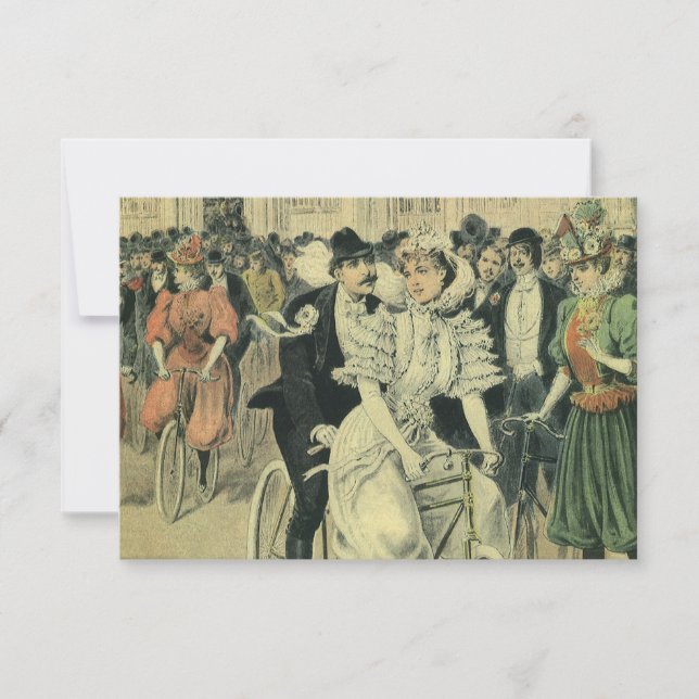 Victorian Bröllop Bride och Groom Newlyed Bicycle OSA Kort (Framsida)