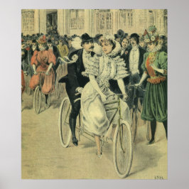 Victorian Bröllop Bride och Groom Newlyed Bicycle Poster