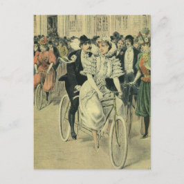 Victorian Bröllop Bride och Groom Newlyed Bicycle Vykort