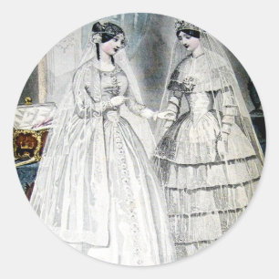 Victorian Bröllop Dress Runt Klistermärke