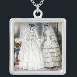 Victorian Bröllop Dress Two Women Silverpläterat Halsband<br><div class="desc">Bilden av bröllop-klänningen Viktorian är från ett 1850-magasin med dagens mest aktuella bröllop mode. Snygg konst!</div>