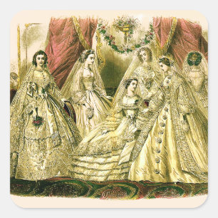 Victorian Bröllop Fyrkantigt Klistermärke