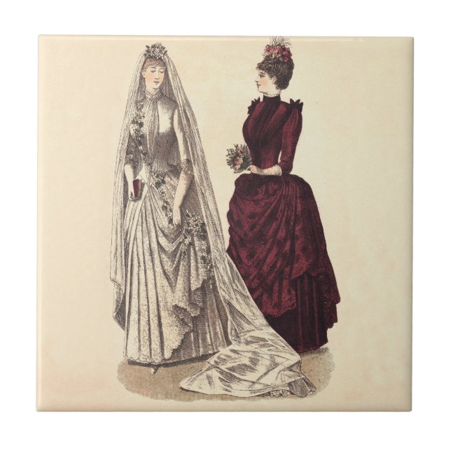 Victorian bröllop gown kakelplatta (Framsidan)