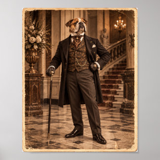 Victorian Bulldog Gentleman Porträtt Poster