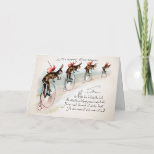 Victorian Bunnies på bikes julkort Helgkort