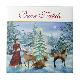Victorian Buon Natale Ceramic Decorative Tile Kakelplatta
