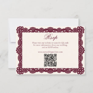 Victorian Burgundy Elfenbensspets Bröllopswebbplat OSA Kort